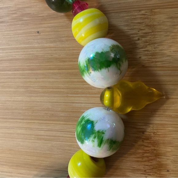 Hand Crafted Necklace Wrap Bracelet Set Yellow Green Multi Mixed Media - Picture 6 of 16